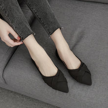 Load image into Gallery viewer, Pink Women Flats Flock Leather Shoes Heel Pointed Toe Slip on Shoes q5