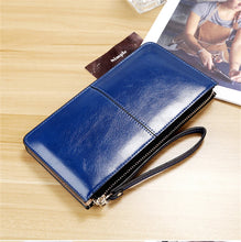 Load image into Gallery viewer, Large Phone Purse Women Vintage Oil Wax PU Leather Clutch Wallet w140