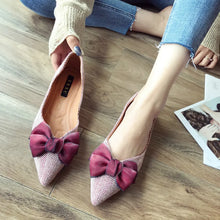 Load image into Gallery viewer, Women Flat Heel Shoes Silk Bowknot Pointed Toe Flats Casual Shoes q15