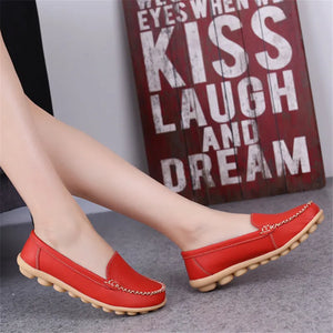 Women Genuine Leather Shoes  Slip On Flats Loafers
