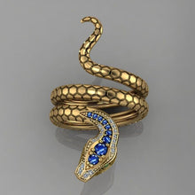 Load image into Gallery viewer, Gold Color Snake Women Ring  Eye Punk Style Hiphop Personality Rings hr72