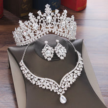 Load image into Gallery viewer, Gorgeous Crystal AB Bridal Jewelry Sets Fashion Tiaras Earrings Necklaces Set for Women Wedding Dress Crown Jewelry Set