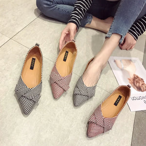 Women Flats Pointed Toe Bowknot Heel Shoes Casual Shoes q23