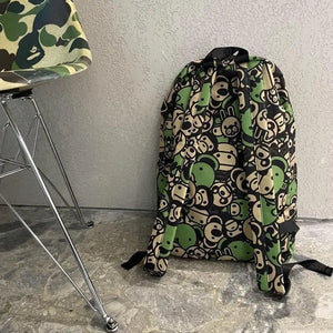 Mochilas hombre  para mujer Green Camouflage Monkey Zoo Casual Backpack for Women Men