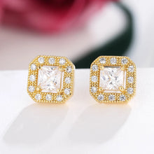 Load image into Gallery viewer, Luxury Gold Plated Square Stud Earrings Copper Microinset Zircon Men Hip Hop Jewelry