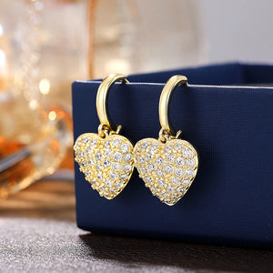 Full CZ Heart Drop Earrings for Women Luxury Trendy Bridal Wedding Earrings Exquisite Birthday Gift
