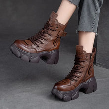 Load image into Gallery viewer, Vintage Genuine Leather Women Boots Flat Soft Shoes q141