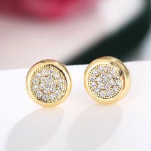 Load image into Gallery viewer, Zircon Round Stud Earrings Hip hop Gold Plated Unisex Micro Earings