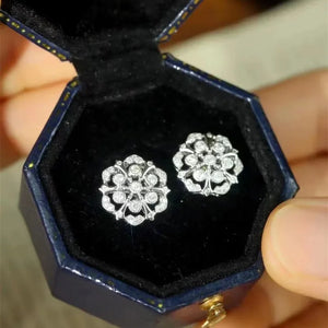Women's Cubic Zirconia Stud Earrings Silver Color Aesthetic Ear Accessories Wedding Party Luxury Trendy Jewelry