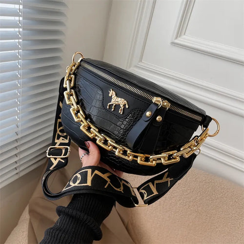 Thick Chain Women's Waist Bag Fanny Pack Fashion Shoulder Crossbody Chest Bags