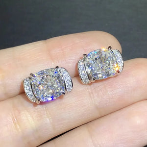 Women's CZ Stud Earrings Crystal Silver Color Luxury Trendy New Earrings Wedding Party Temperament Lady Jewelry