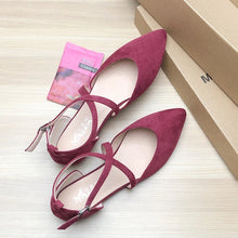 Load image into Gallery viewer, Women Flat Shoes Wine Red Black Apricot Pointed Flats for Women Size 33-43 Cross Strap Basic All Match Zapatos Planos De Mujer