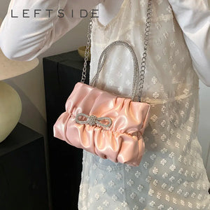 Fold Design Small Crossbody Bags for Women 2024 Y2K Luxury Designer Fashion Handbags Bow Shoulder Bag