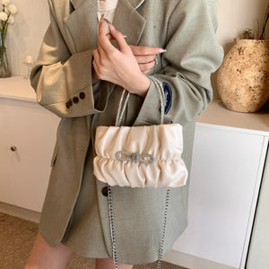 Fold Design Small Crossbody Bags for Women 2024 Y2K Luxury Designer Fashion Handbags Bow Shoulder Bag