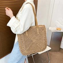 Load image into Gallery viewer, Fashion Women Summer Woven Shoulder Shopping Bag Female Beach Vacation Travel Rattan Knitted Casual Laarge Tote Handbags