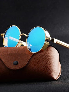 Men Women Fashion Round Glasses Metal Steampunk Sunglasses - www.eufashionbags.com