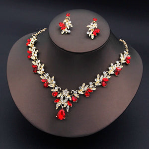 Fashion Necklace Sets for Women Dangle Earrings Princess Collar Two Piece Set Bride Jewelry Bridal Wedding Accessories