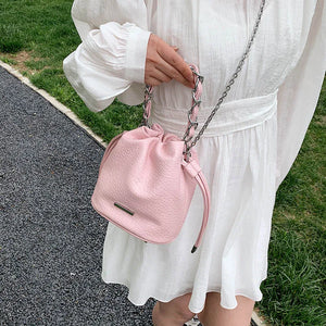 Fashion Women Mini Bucket Bags Luxury Designer Shoulder Bags Pink Messenger Bags