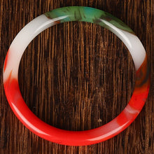 Load image into Gallery viewer, Colorful Jade Bangles Chinese Carved Retro Natural Jade Round Bracelet Holiday Gift