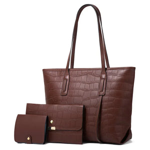 New stone pattern handbag bag large tote bag fashion three-piece set mother and daughter bag  purses and handbags