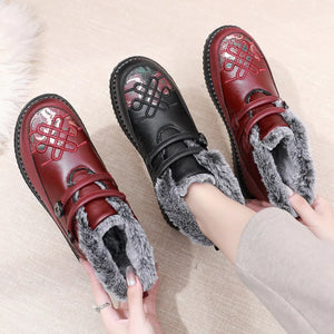 Winter New Leather Waterproof Snow Boots Women's Plus Velvet Warm Shoes q161