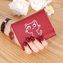 Load image into Gallery viewer, Cute Cat Short Wallet Leather Women Small Coin Purse Money Bag Card Holder w79