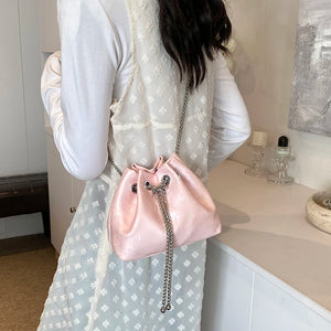 Mini Pu Leather Silver Shoulder Bags for Women 2024 Designer Fashion Handbags and Purses Chain Crossbody Bag