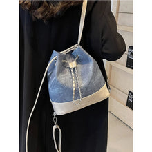 Load image into Gallery viewer, Women Fashion Bucket Bags Patchwork String Chain Shoulder Pack Female Casual Commute Large Handbags