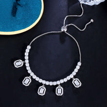 Load image into Gallery viewer, Silver Color Rectangle Charms Tennis Bracelets for Women Bling CZ Crystal Jewelry b107