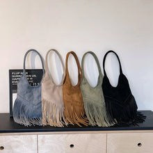 Load image into Gallery viewer, Small Suede Fabric Tassels Shoulder Bags for Women 2024 Female Trend Fashion Bag