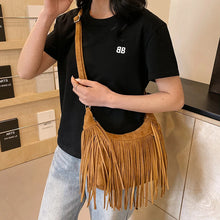 Load image into Gallery viewer, Y2k Tassel Design Suede Fabric Small Crossbody Bags for Women 2024 Designer Luxury Handbags Shoulder Bag