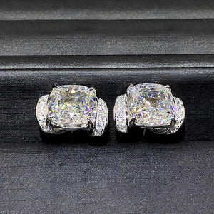 Women's CZ Stud Earrings Crystal Silver Color Luxury Trendy New Earrings Wedding Party Temperament Lady Jewelry