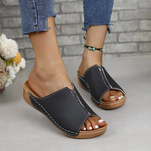 Summer New Women's Wedges Slippers Comfort Slip-on Slides Hot Sale Rome Ladies Shoes Fashion Open Toe Lady Sandals Large Size 43