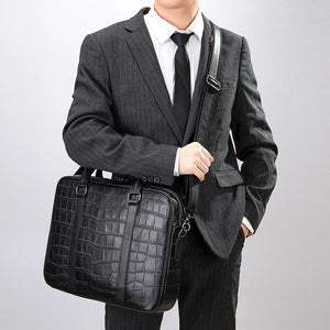 Croco Design Leather Briefcases 15'' Laptop Bags Men's Executive Briefcase Portafolio Business Men Bags for Documents