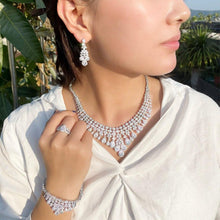 画像をギャラリービューアに読み込む, 4Pcs Big Tassel Water Drop CZ Wedding Jewelry Set for Women Dubai accessories cj03 - www.eufashionbags.com