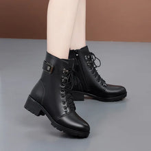 Load image into Gallery viewer, Women Genuine Leather Ankle Boots Platform Winter Antumn Plush Fur Warm Shoes