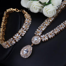 画像をギャラリービューアに読み込む, Luxury Cubic Zirconia Jewelry Set Women Necklace &amp;Earrings Bracelet Wedding sets - www.eufashionbags.com