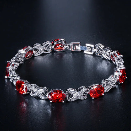 Silver Color Cross Bracelets High Quality Round Cubic Zirconia For Women Chain Link Wedding Jewelry x17
