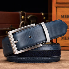 Carica l&#39;immagine nel visualizzatore di Gallery, High Quality Genuine Leather Pin Buckle Belts For Men Mixed Canvas Strap Belt