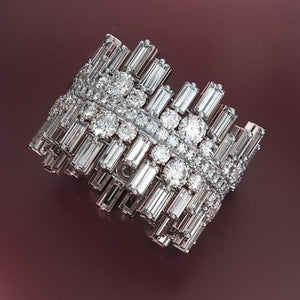 Luxury Silver Color Wedding Rings Women Zircon Geometric CZ Jewelry hr79 - www.eufashionbags.com