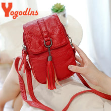 画像をギャラリービューアに読み込む, Vintage Tassel Crossbody Bag For Women PU Leather Shoulder Bag Phone Purse Fashion Small Square Bag