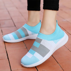 Women Vulcanized Zapatillas Mujer Knitted Sneakers New Flat Shoes