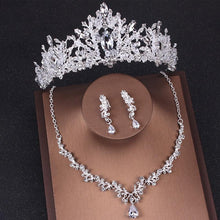Load image into Gallery viewer, Fashion Heart Crystal Bridal Jewelry Sets Wedding Crown Earrings Choker Necklace Set bj19 - www.eufashionbags.com