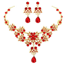 Charger l&#39;image dans la galerie, Fashion Crystal Water Drop Bridal Jewelry Sets Rhinestone Chokers Necklace Earrings Set bj22 - www.eufashionbags.com