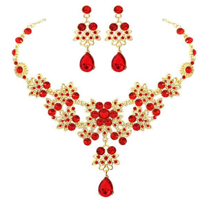 Fashion Crystal Water Drop Bridal Jewelry Sets Rhinestone Chokers Necklace Earrings Set bj22 - www.eufashionbags.com