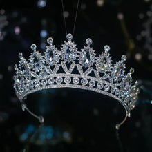 画像をギャラリービューアに読み込む, Vintage Teal Drop Crystal Bridal Tiaras Crown Diadem Rhinestone Headband a57