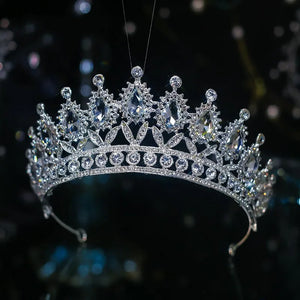 Vintage Teal Drop Crystal Bridal Tiaras Crown Diadem Rhinestone Headband a57