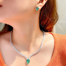 Load image into Gallery viewer, Light Green Water Drop CZ Crystal Jewelry Sets Women Necklace and Earrings Set z17