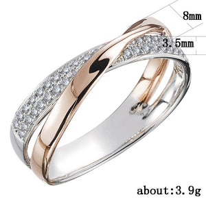 Two Tone X Shape Cross Ring for Women Wedding Trendy Jewelry Gift hr22 - www.eufashionbags.com