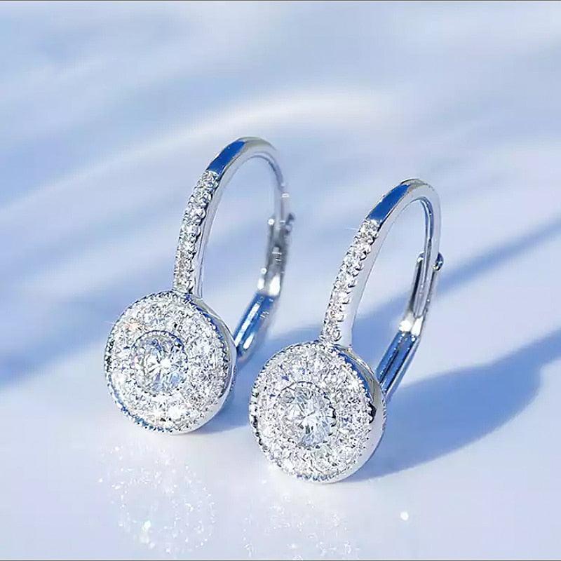 Fashion Hoops Dangle Earrings for Women Dazzling Cubic Zirconia Jewelry he116 - www.eufashionbags.com